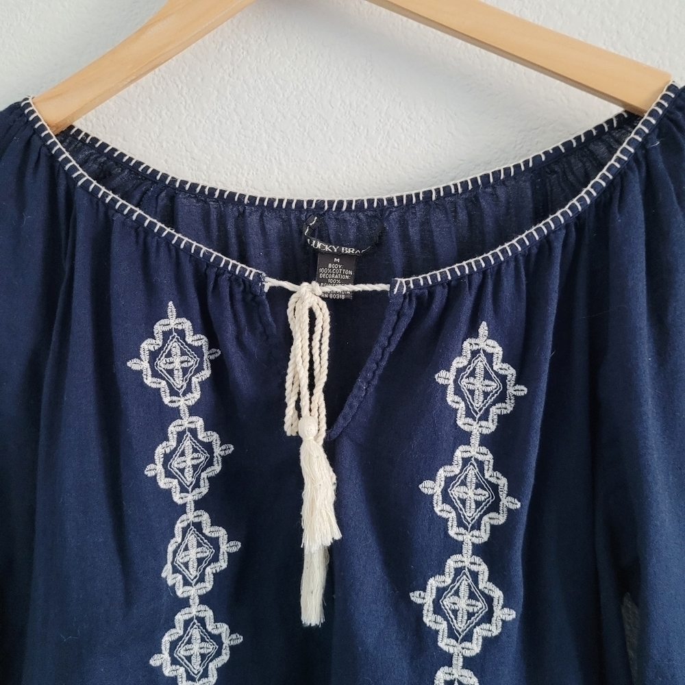 Lucky Brand embroidered peasant top - Picture 2 of 8
